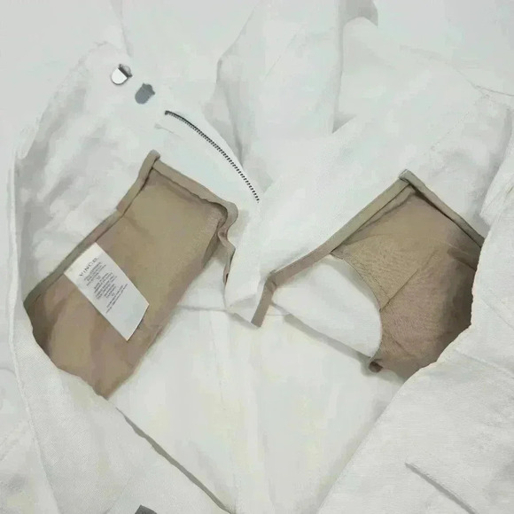 Vince Linen Blend Wide Leg High Rise White Women's Pants 10 - Picture 7 of 8
